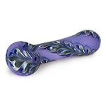 Load image into Gallery viewer, Purple with Blue Accents Red Eye Glass 4.5inch Frosted 1/2 Hand pipe