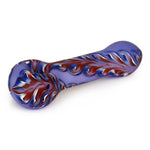 Load image into Gallery viewer, Purple with Red Accents Red Eye Glass 4.5inch Frosted 1/2 Hand pipe