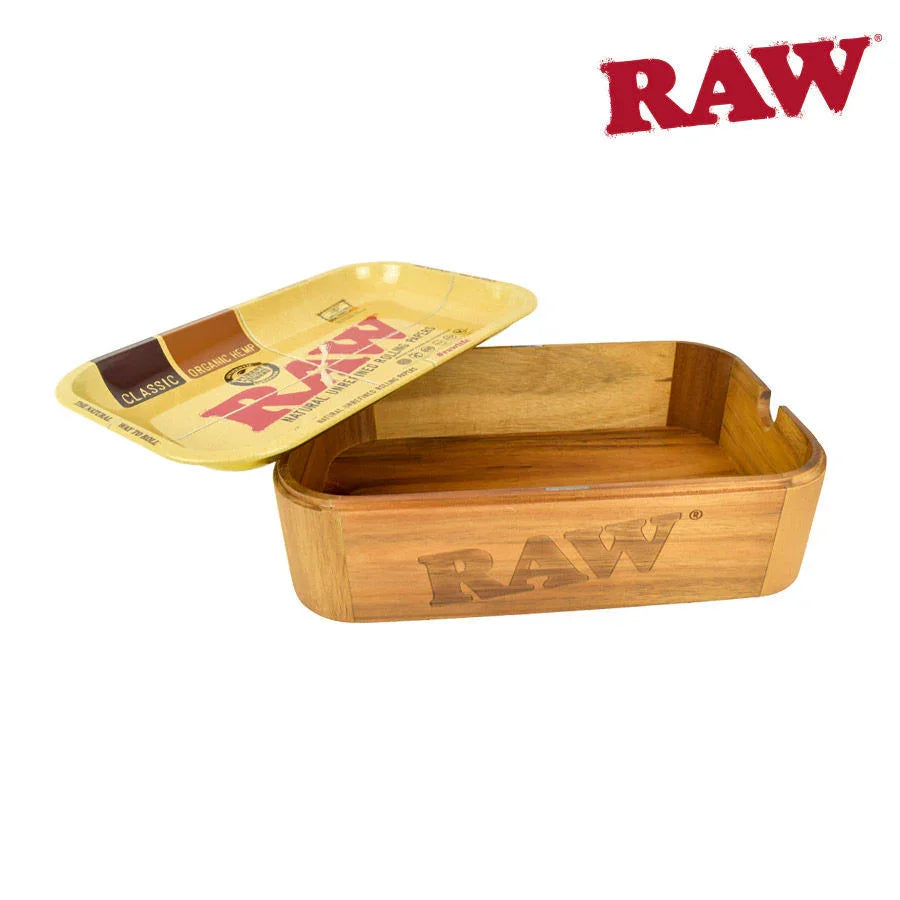 RAW ACACIA WOOD CACHEBOX W/TRAY (SMALL)
