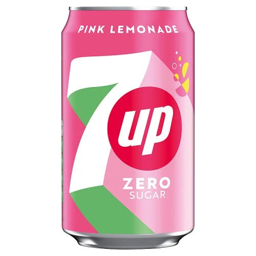 7UP PINK LEMONADE ZERO SUGAR 330ML MADE IN UK(SINGLE CAN)