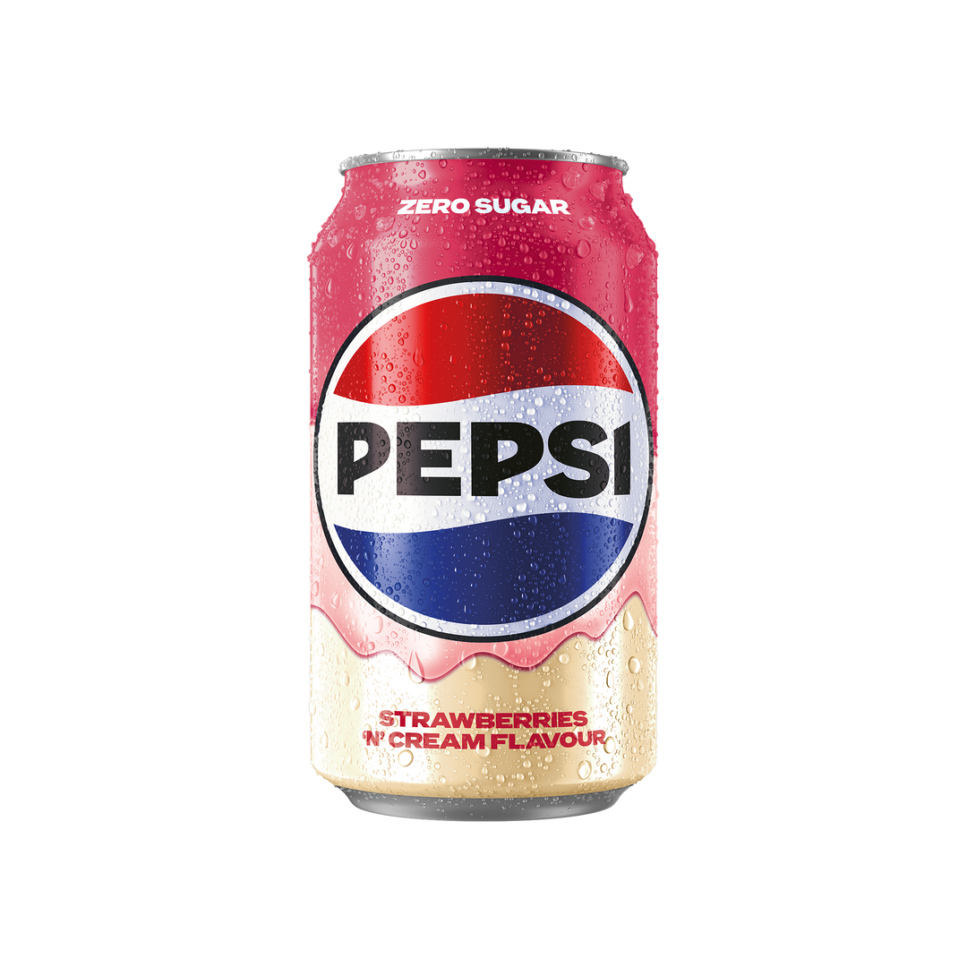 PEPSI STRAWBERRIES N' CREAM ZERO SUGAR 330ML MADE IN UK(SINGLE CAN)