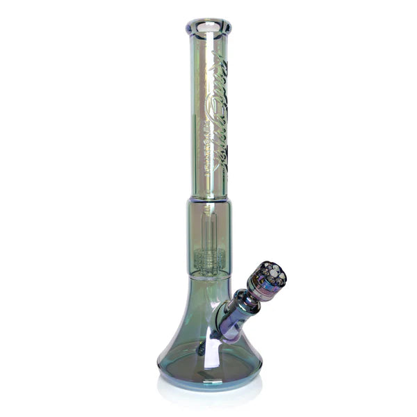 RED EYE TEK 19" 7MM THICK METALLIC TERMINATOR FINISH REVOLUTION DUAL CHAMBER BELL BASE WATER PIPE