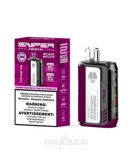 VAPMOD SNIPER Raspberry Dragon Fruit Ice Disposable Vape