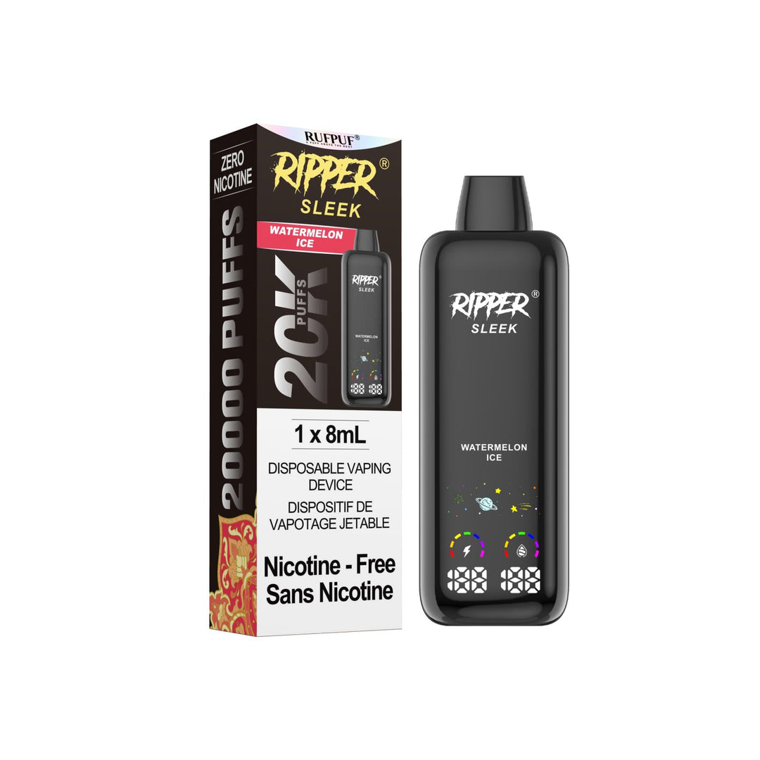 RIPPER SLEEK WATERMELON ICE NICOTINE FREE DISPOSABLE VAPE 20K PUFFS
