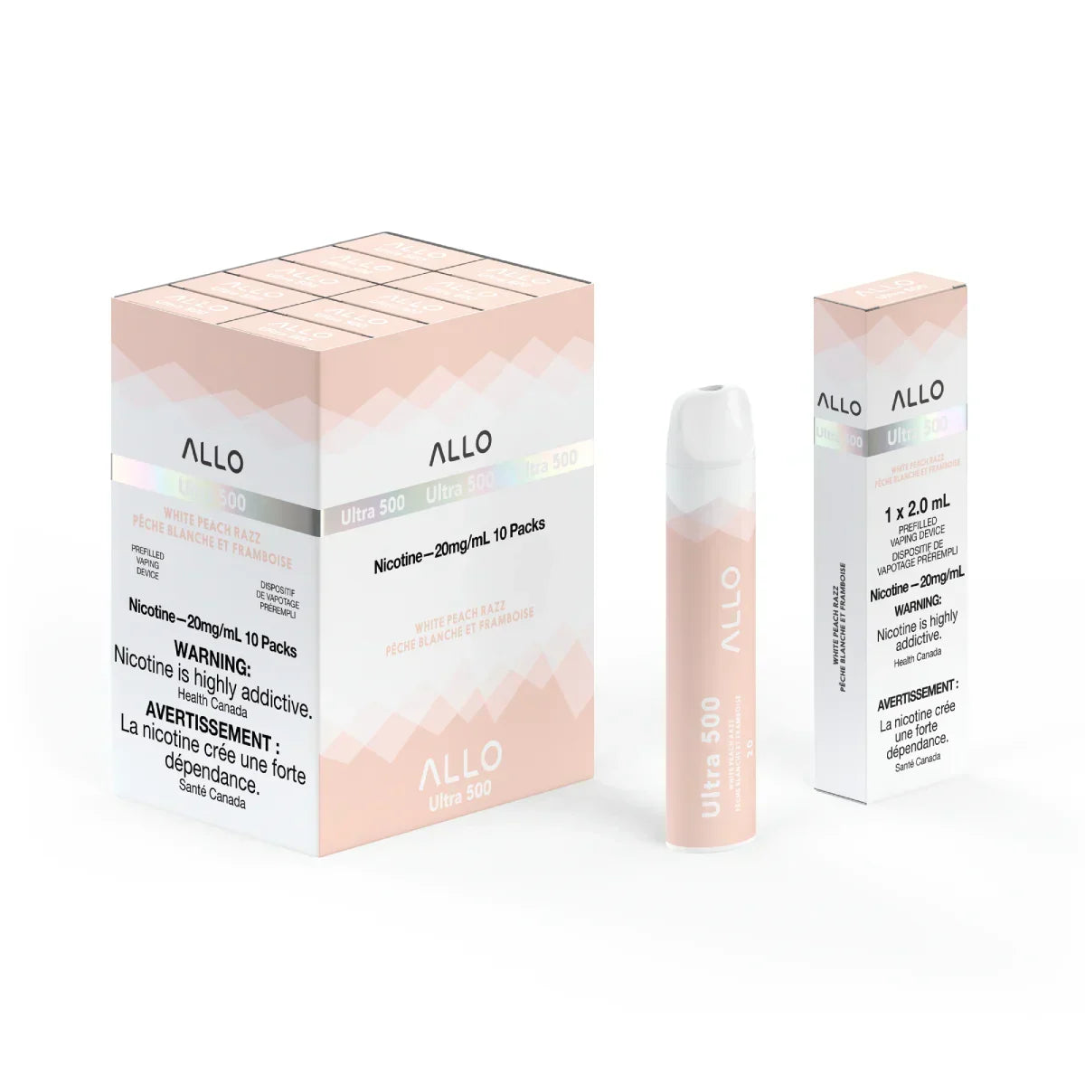 White Peach Razz Allo Ultra 500 Disposable Vape  FRASER STOP N GO