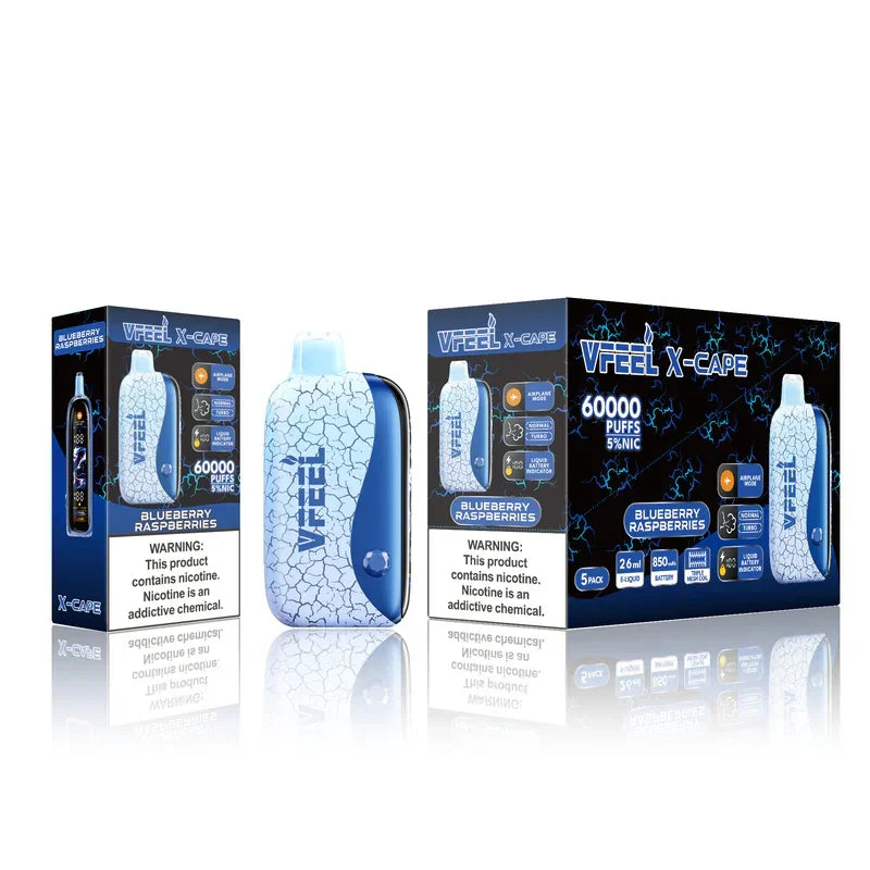 BLUEBERRY RASPBERRIES VFEEL X-CAPE 60K PUFFS DISPOSABLE VAPE