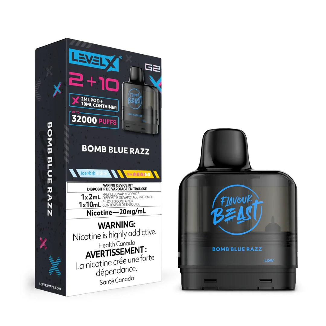 Bomb Blue Razz Flavour Beast Level X G2 32k Puff Pod