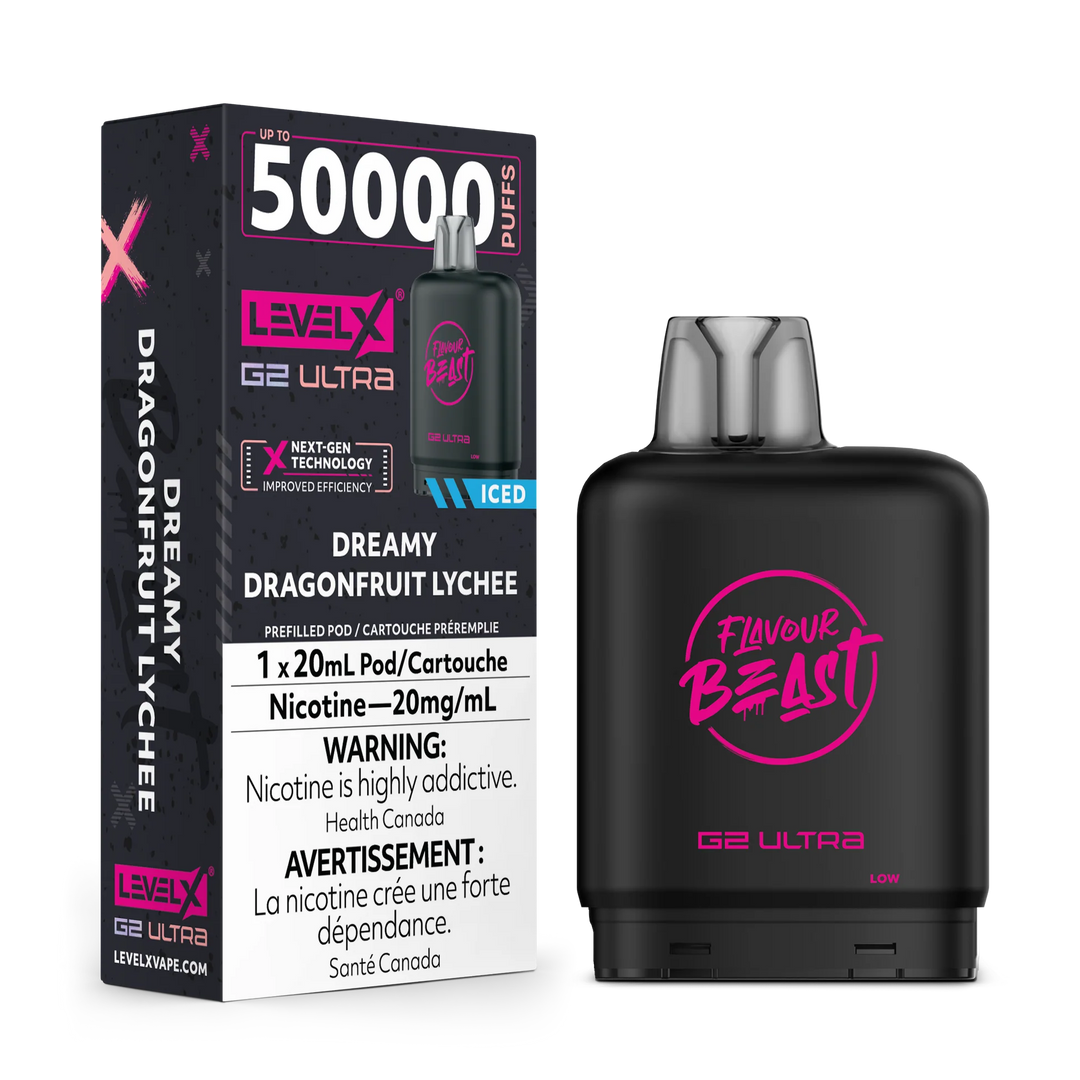 DREAMY DRAGONFRUIT LYCHEE ICED FLAVOUR BEAST LEVEL X G2 ULTRA 50K PODS