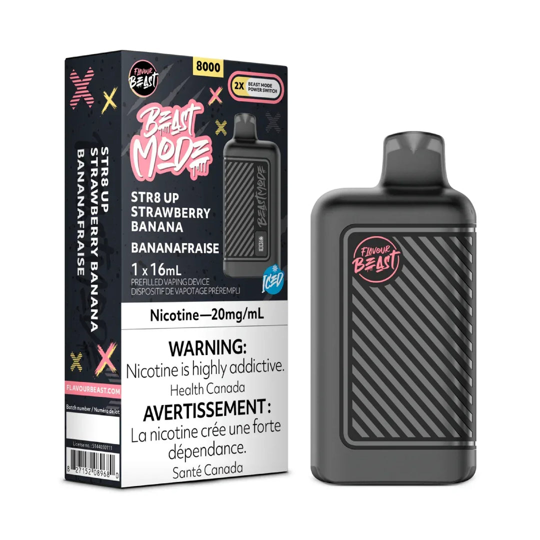 Flavour Beast Beast Mode 8000 Str8 up Strawberry Banana 20mg