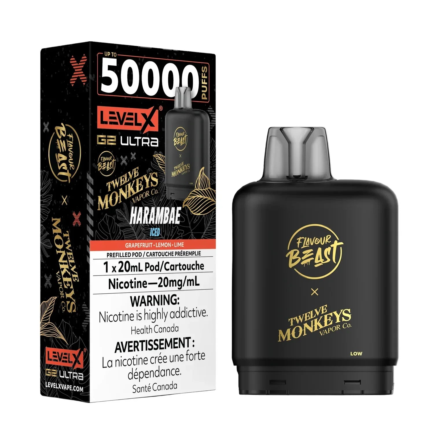 FLAVOUR BEAST x TWELVE MONKEYS - LEVEL X G2 ULTRA 50K PODS HARAMBE ICE FRASER STOP N GO FLAVOUR BEAST x TWELVE MONKEYS - LEVEL X G2 ULTRA 50K PODS HARAMBE ICE FRASER STOP N GO