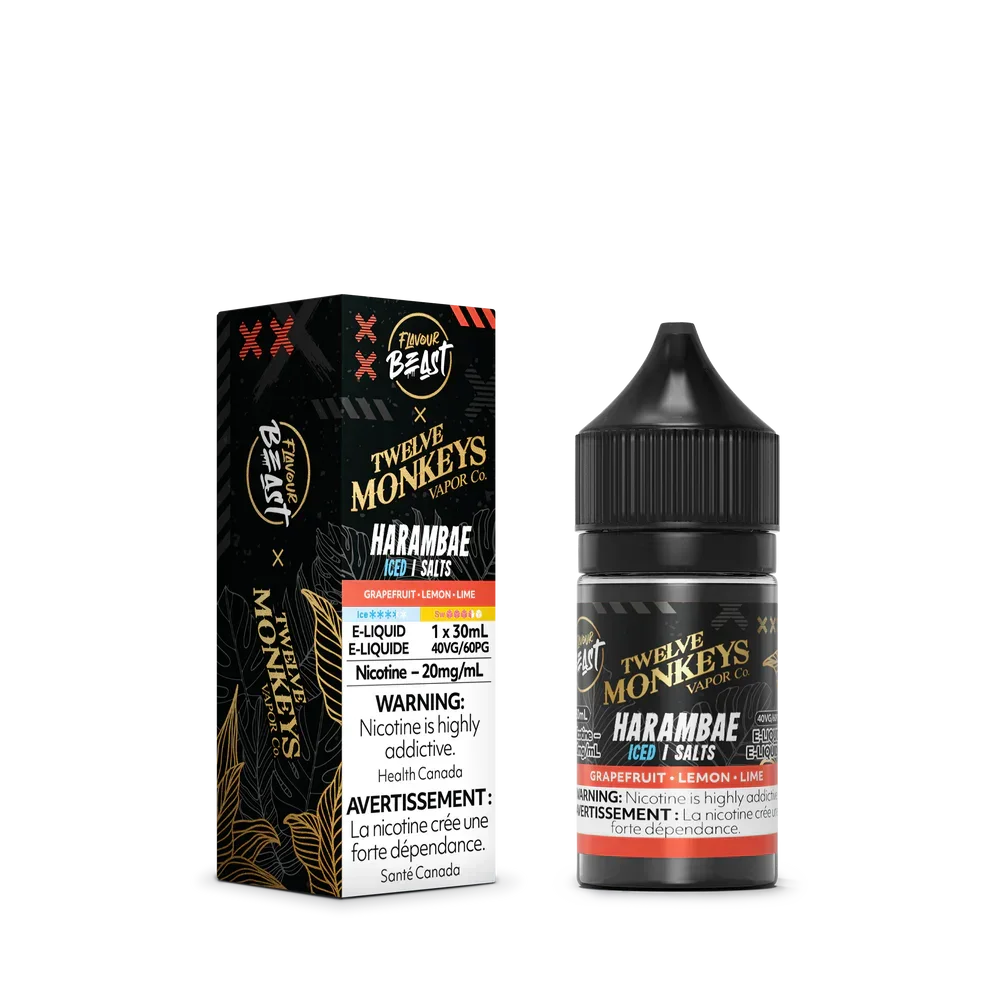 Twelve Monkeys Harambae e-liquid bottle and packaging on a white background