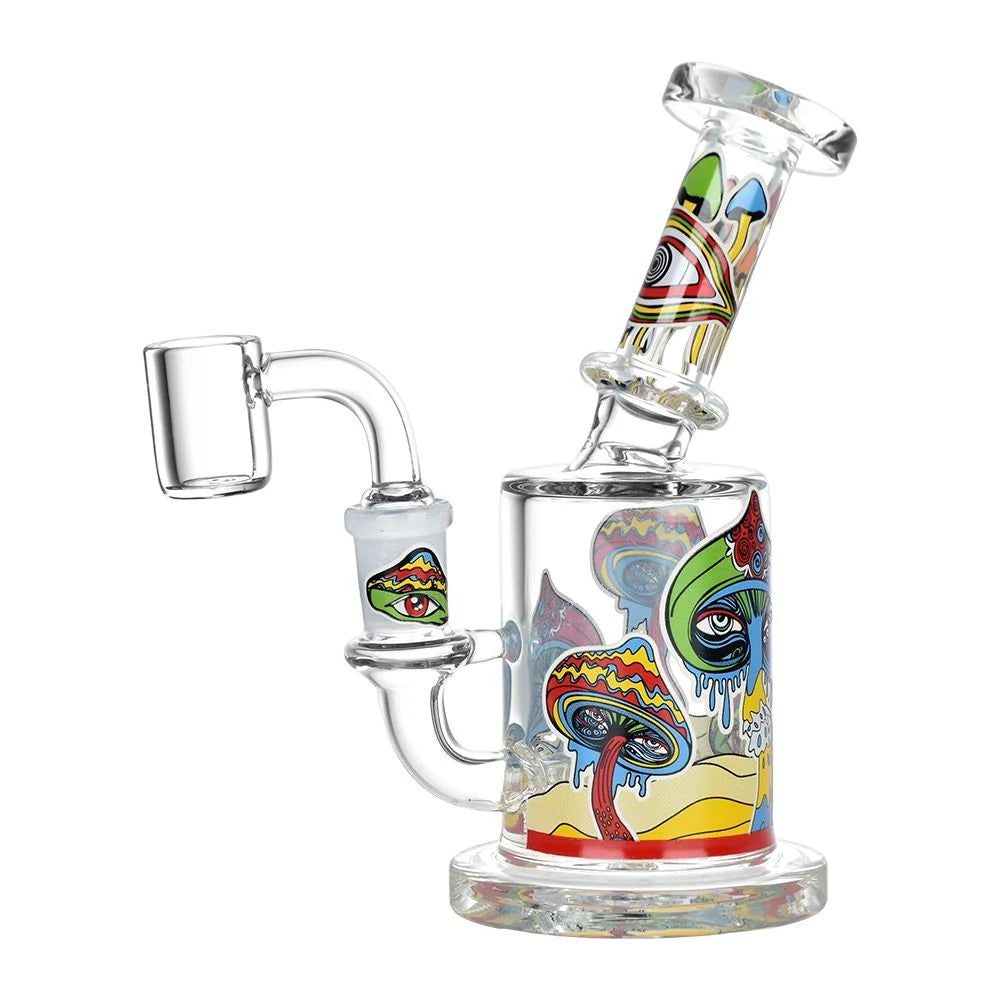 FUNGI EYES, THEY'RE WATCHING YOU GLOW IN THE DARK GLASS DAB RIG 6" 14MM F