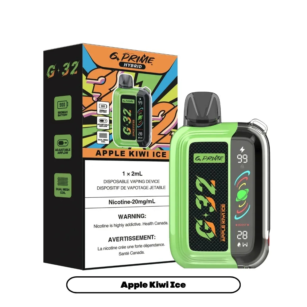 G Prime hybrid 32000 Apple Kiwi Ice 20mg