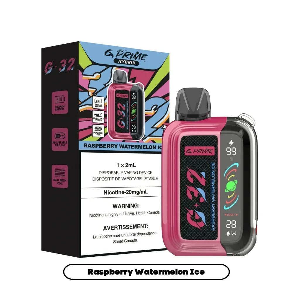 G Prime hybrid 32000 Raspberry Watermelon Ice 20mg
