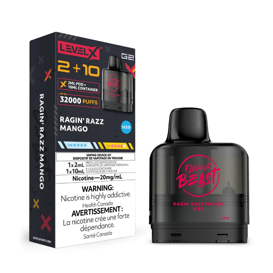 Ragin Razz Mango Flavour Beast Level X G2 32k Puff Pod