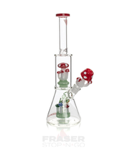 Red Eye Glass 12 Tall Red Amanita Dual Chamber Beaker Base Water Pipe