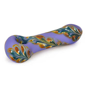 Purple with Yellow Accents Red Eye Glass 4.5inch Frosted 1/2 Hand pipe