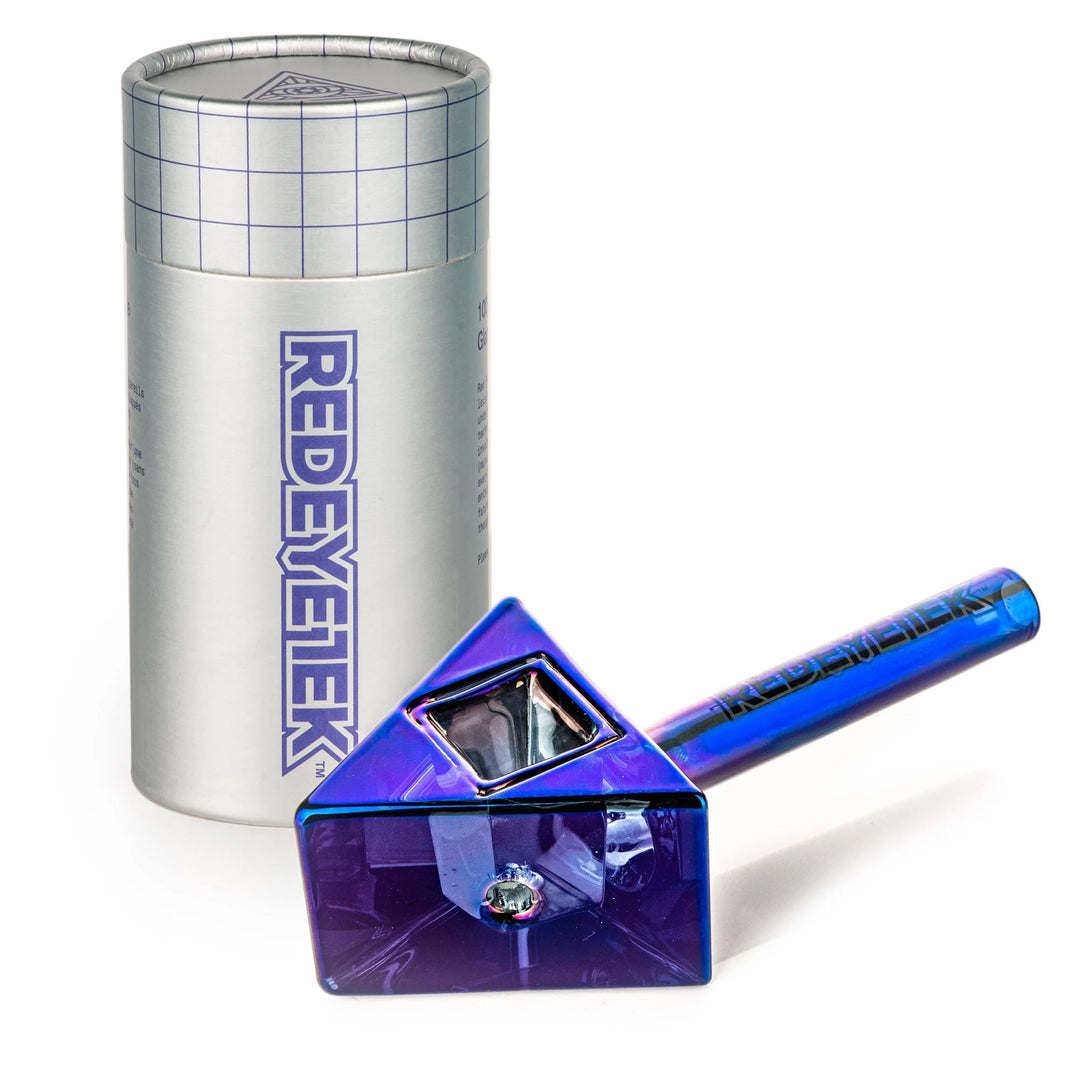 Blue Metallic Terminator Red Eye Tek 4.5inch Infinity Bowl Triangle Hand Pipe