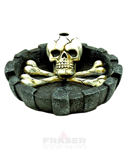 Skull and Bones Design Ashtray with Snuffer