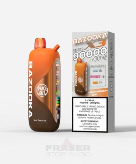 Sour Peach Ice Bazooka X3 90K Disposable Vape
