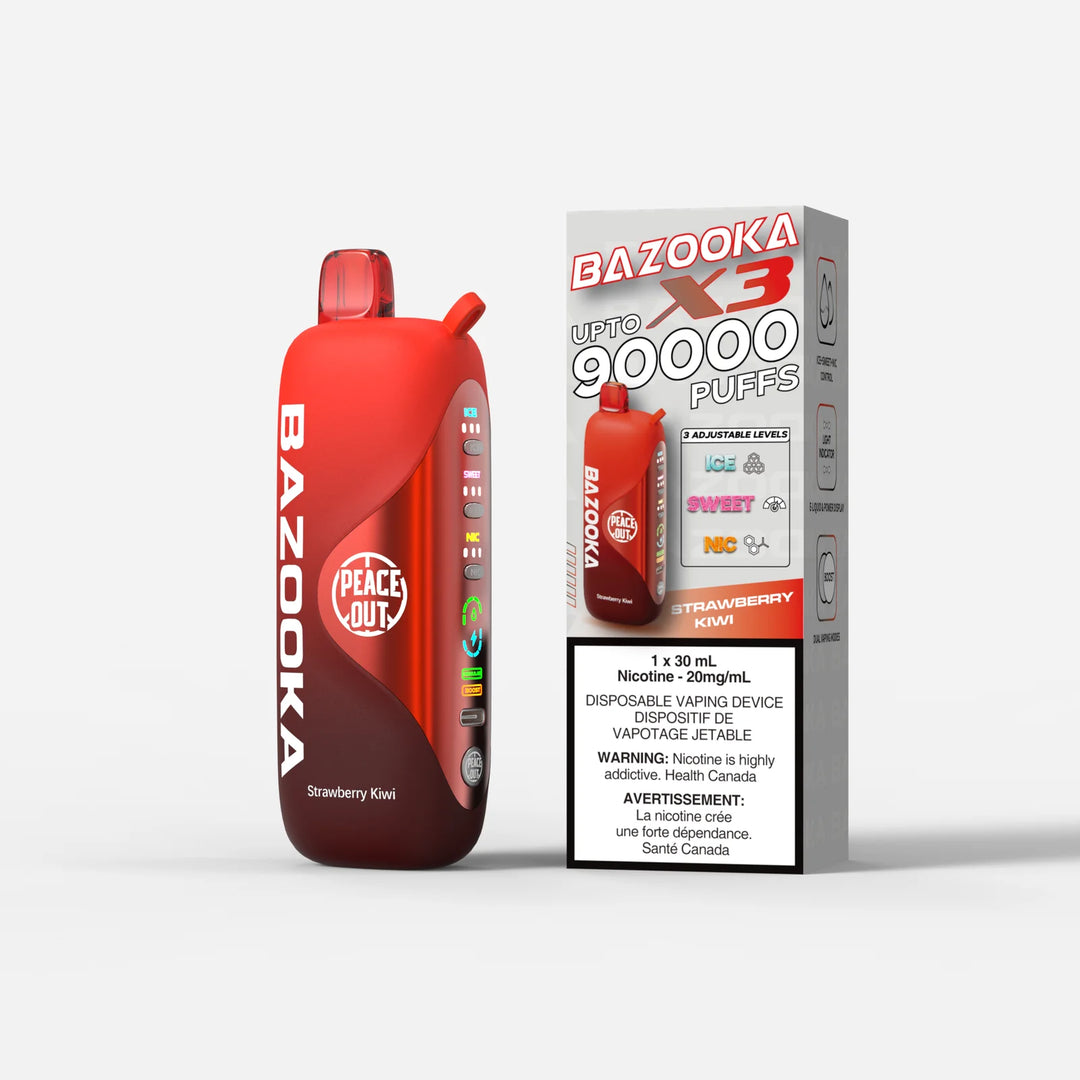 STRAWBERRY KIWI BAZOOKA X3 90K DISPOSABLE VAPE BY PEACE OUT