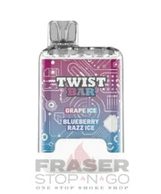 Grape Ice and Blueberry Razz Ice of Twist Bar 25k Disposable Vape