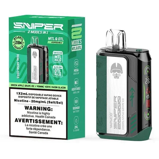 Green Apple Grape Ice of Vapmod Sniper 20k Disposable Vape