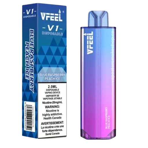 Blue Raspberry Peach Ice of Vfeel V1 6K puff Disposable vape
