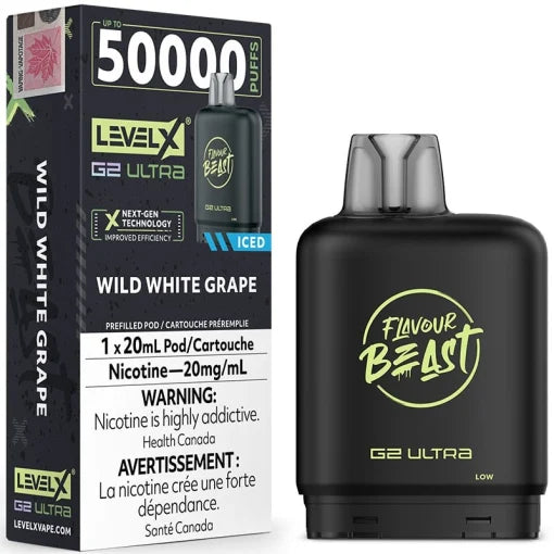 WILD WHITE GRAPE FLAVOUR BEAST LEVEL X G2 ULTRA 50K PODS