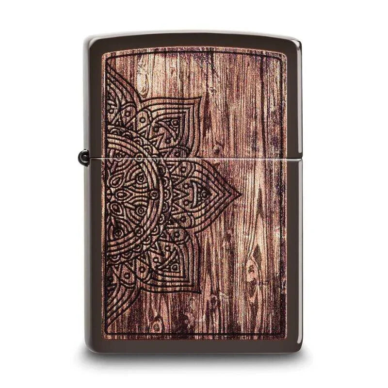 Wood Mandala Zippo Pocket Lighter